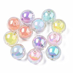 Transparent Acrylic Beads, Bead in Bead, Round, AB Color, Mixed Color, 11mm, Hole: 2mm, about 500pcs/500g