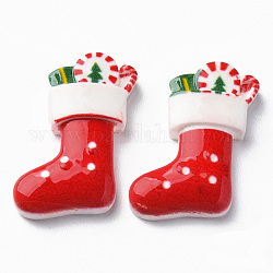 Opaque Resin Cabochons,  Christmas Sock, Red, 24x19x4mm