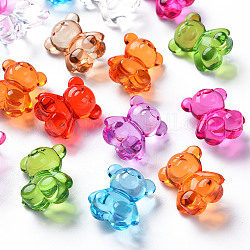 Biyun 20 pièces perles acryliques transparentes, perles percées, ours, couleur mixte, 18.5x15.5x11mm