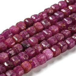 Perles de rubis / corindon rouge naturelles, facette, cube, 3x3x3mm, Trou: 0.6mm, Environ 170 pcs/chapelet, 15.16'' (38.5 cm)