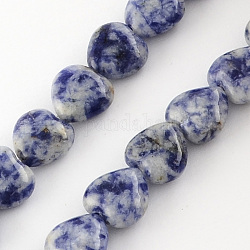 Brins de perles de jaspe de tache bleue naturelle, cœur, bleu, 10x10x5mm, Trou: 1mm, Environ 40 pcs/chapelet, 15.3 pouce