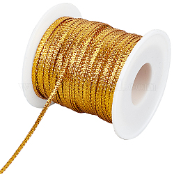 Gorgecraft 100M Nylon Braided Ribbon, Clothes Accessories, Flat, Gold, 1/8 inch(3mm), about 109.36 Yards(100m)/Roll