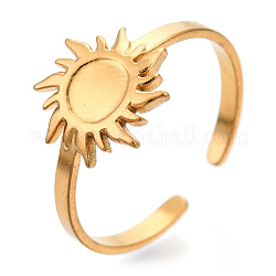 Placage ionique (ip) 304 anneaux de manchette solaire en acier inoxydable, anneaux ouverts pour femmes filles, véritable 18k plaqué or, nous taille 7 (17.9 mm)
