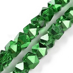 Transparente Glasperlen Stränge, Vieleck, grün, 7 mm, Bohrung: 1.2 mm, ca. 68 Stk. / Strang, 19.29''~19.69'' (49~50 cm)