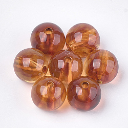 Acryl-Perlen, Nachahmung Edelstein-Stil, Runde, Sandy Brown, 14x13.5 mm, Bohrung: 2 mm