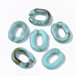 Acrylic Linking Rings, Quick Link Connectors, For Jewelry Chains Making, Imitation Gemstone Style, Oval, Light Sea Green, 19x14.5x4.5mm, Inner Diameter: 10x5.5mm, about 620pcs/500g