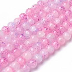 Rociar perlas de vidrio pintado hebras, redondo, colorido, 8~8.5mm, agujero: 1.5 mm, aproximamente 100 pcs / cadena, 31.1 pulgada (79 cm)