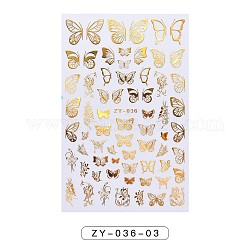 Adesivi per nail art, autoadesiva, per le decorazioni delle punte delle unghie, modello di farfalla, oro, 12x7.5cm