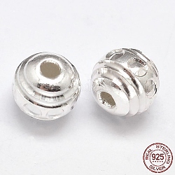 Fantaisie coupé 925 en argent sterling perles rondes, couleur d'argent, 8mm, Trou: 2mm, environ 36 pcs/20 g
