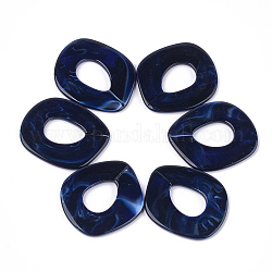 Anelli di collegamento acrilico, connettori a collegamento rapido, per la fabbricazione di catene di gioielli, stile gemstone imitato, blu scuro, 51.5x45x3.5mm, Foro: 23x16 mm