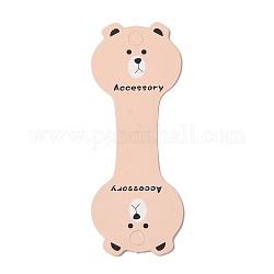 Сложите картонные бумажные карточки для демонстрации ювелирных изделий в форме медведя для хранения ожерелья и браслета, розовые, 9.6x3.6x0.04 см, отверстие : 5 мм