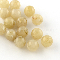 Perles rondes en acrylique d'imitation pierre précieuse, kaki foncé, 6mm, Trou: 1.5mm, environ 4100 pcs/500 g