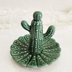 Porcelain Cactus Jewelry Holder Tray, for Holding Small Jewelries, Rings, Necklaces, Earrings, Bracelets, Trinket, for Women Girls Birthday Gift, Green, 95x90mm