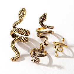 Set di anelli per dita in lega da 4 pz, serpente, oro antico, diametro interno: 4mm, 18 pz/porcile