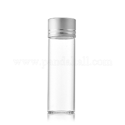Botellas de vidrio transparente contenedores de abalorios, tubos de almacenamiento de cuentas con tapa de rosca y tapa de aluminio, columna, plata, 2.2x7 cm, capacidad: 15ml (0.51fl. oz)