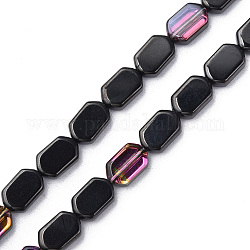 Electroplate Glass Beads Strands, Half Plated, Oval, Orchid, 9.5x6.5x3.5mm, Hole: 0.9mm, about 78Pcs/strand, 25.59 inch(65cm)