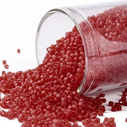 Cuentas de semillas redondas toho, Abalorios de la semilla japonés, (5bf) transparente frost siam ruby, 15/0, 1.5mm, agujero: 0.7 mm, aproximamente 3000 unidades / 10 g