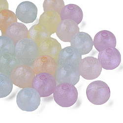 Perles acryliques placage irisé arc-en-ciel, perles de paillettes, ronde, couleur mixte, 10x9mm, Trou: 2mm, environ 980 pcs/500 g