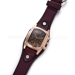 腕時計  クォーツ時計  アロイウォッチヘッドとPUレザーストラップ  ココナッツブラウン  9-1/2インチ〜9-7/8インチ（24.1~25.1cm）  19~20x3mm  ウォッチヘッド：38x38x16mm