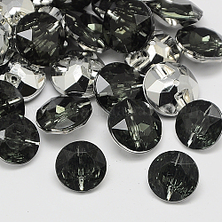 Taiwan Acrylic Rhinestone Buttons, Faceted, 1-Hole, Flat Round, Gray, 13x7mm, Hole: 1mm