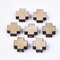 Perles en bois naturel, croix, navajo blanc, 9.5~10x9.5~10x4~5mm, Trou: 1.8mm