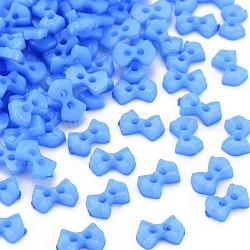 Bottoni di plastica a 2 foro, bowknot, blu fiordaliso, 6x9x2mm, Foro: 1.5 mm