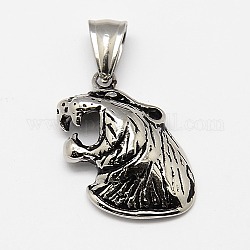 Retro 316 Stainless Steel Pendants, Cougar, Antique Silver, 26x17x6mm, Hole: 4x9mm