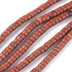 Natural Red Jasper Beads Strands, Heishi Beads, Flat Round/Disc, 4.5x2.5mm, Hole: 0.8mm, about 160pcs/Strand, 15.7 inch(40cm)