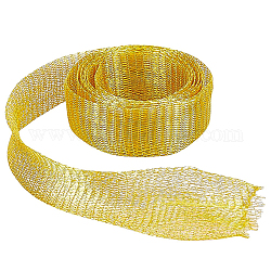 Cinta de malla de alambre de cobre para envolver, diseños florales de boda, producir joyería, diy artesanía, oro, 15mm, 1 m / caja
