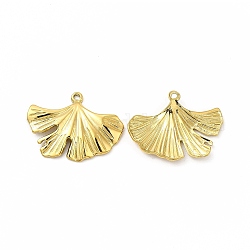 Ion Plating(IP) 304 Stainless Steel Pendants, Ginkgo Leaf Charm, Real 18K Gold Plated, 22.5x30x2mm, Hole: 1.4mm
