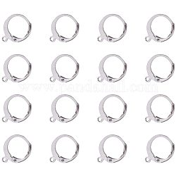 PandaHall Elite 50 pcs 304 Stainless Steel Lever Back Hoop Earring for DIY Jewelry Making, 14.5x12x2mm, Hole: 1mm Silver
