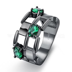Модные полые кольца из латуни, зелёные, металлический черный, размер США 9 (18.9 мм)