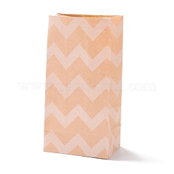 長方形のクラフト紙袋  ハンドルなし  ギフトバッグ  波の模様  バリーウッド  9.1x5.8x17.9cm
