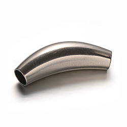 Perlas de tubo de 201 acero inoxidable, Abalorios de grande agujero, color acero inoxidable, 55x16x17mm, agujero: 9.5 mm
