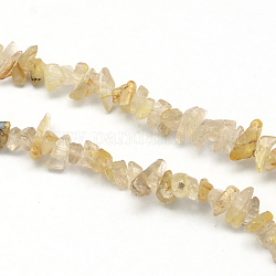Natural Gold Rutilated Quartz Stone Bead Strands, Chip, 3~9x3~6x1~4mm, Hole: 1mm, about 350pcs/strand, 34.6 inch