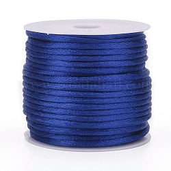 Cuerda de nylon, cordón de cola de rata de satén, Para hacer bisutería, anudado chino, azul, 1.5mm, alrededor de 16.4 yarda (15 m) / rollo