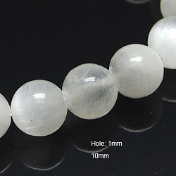 Chapelets de perles en calcite naturelle, ronde, blanc, 10mm, Trou: 1mm, Environ 40 pcs/chapelet, 15.5 pouce