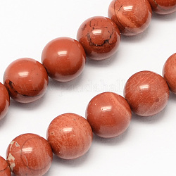 Chapelets de perles en jaspe rouge naturel, ronde, 10mm, Trou: 1mm, Environ 40 pcs/chapelet, 15.7 pouce