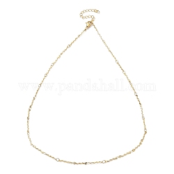 Ионное покрытие (IP) 304 ожерелья из нержавеющей стали с волнистыми звеньями, золотые, 17.60 дюйм (44.7 см)