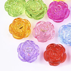 Boutons à queue acryliques transparentes, fleur, couleur mixte, 24x25x20.5mm, trou: 2.5 mm, environ 85 pcs / 500 g