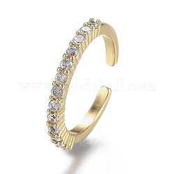 Регулируемые латунные кольца микро манжеты из прозрачного циркония, открытые кольца, долговечный, реальный 18k позолоченный, размер США 6 (16.5 мм)