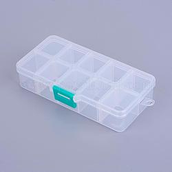 Boîte en plastique de stockage d'organisateur, boîtes diviseurs réglables, rectangle, blanc, 13.5x7x3 cm, compartiment: 3x2.5cm, 10 compartiment / boîte