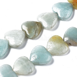 Chapelets de perles en amazonite naturelle, cœur, 17~18x17.5~18.5x5~6.5mm, Trou: 0.6mm, Environ 24 pcs/chapelet, 15.43 pouce (39.2 cm)