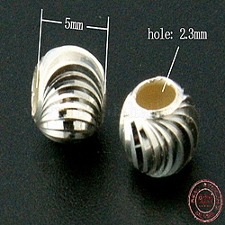 925 perles d'espacement en argent sterling, ronde, taille: environ 5mm de diamètre, Trou: 2.3mm, environ 250 pcs/50 g