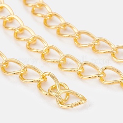 Iron Chains, Unwelded, Twisted Chains, Unwelded, Oval, with Spool, Lead Free & Nickel Free, Golden, 8x6x1mm