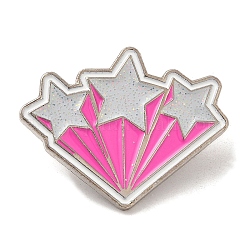 Spille smaltate serie rosa, Spille in lega tono platino per zaini da donna, stella, 25x31x1.5mm