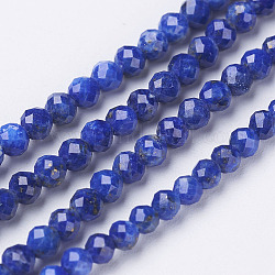 Natural Lapis Lazuli Beads Strands, Faceted, Round, 3mm, Hole: 1mm, about 106pcs/strand, 12.6 inch(32cm)
