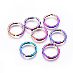 Placcatura ionica (ip) 304 portachiavi divisi in acciaio inossidabile, accessori di chiusura portachiavi, colore arcobaleno, 16mm