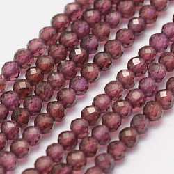 Natürlicher Granat Perlen Stränge, facettiert, Runde, 2 mm, Bohrung: 0.5 mm, ca. 178 Stk. / Strang, 15.3 Zoll (39 cm)