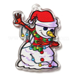 Акриловые подвески на рождественскую тематику, снеговик, 38x27x2.5 мм, отверстие : 1.8 мм
